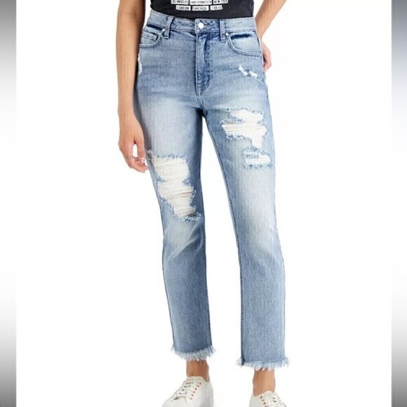 New TINSELTOWN Juniors' Ripped Straight pants Jeans Melina Was size 5 - Picture 2 of 9